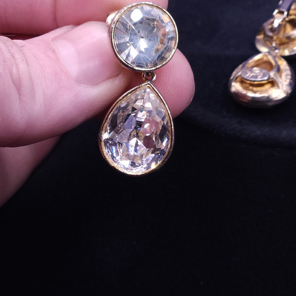 Kenneth Jay Lane Gold and Silver Crystal Earrings - Picture 8 of 14